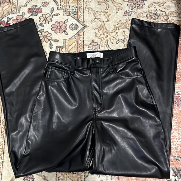 Abercrombie & Fitch Denim - Abercrombie 90’s Straight Ultra High Rise Leather Pants